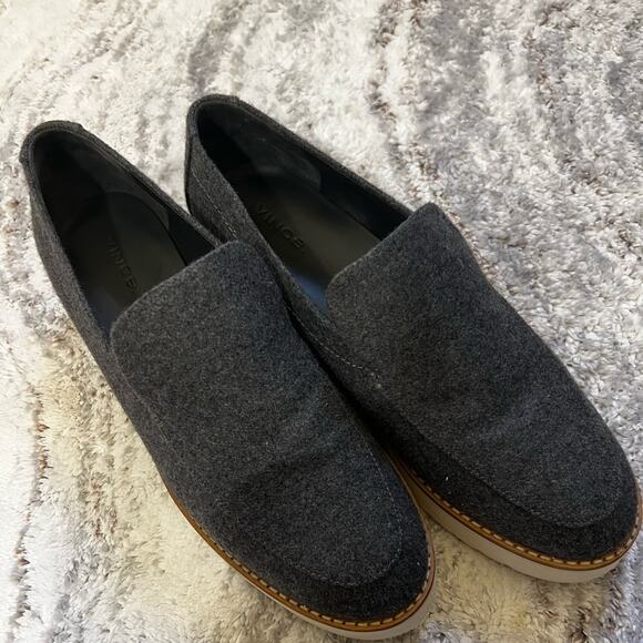 Vince Zeta Gray Felt Platform Loafers – Size 9 - Picture 1 of 10
